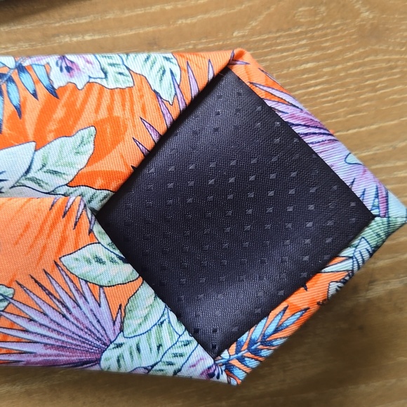 Stafford Floral Orange and Blue Necktie - Picture 7 of 7